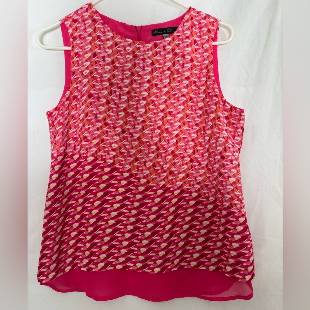 Rose & Olive Geometric Pink and Orange Blouse